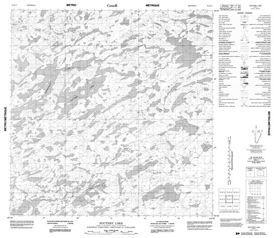 Southby Lake Topographic Paper Map 075A11 at 1:50,000 scale