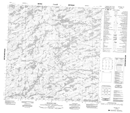 Meadows Lake Topographic Paper Map 075B05 at 1:50,000 scale