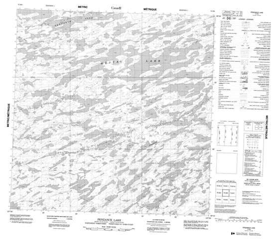Penzance Lake Topographic Paper Map 075B06 at 1:50,000 scale