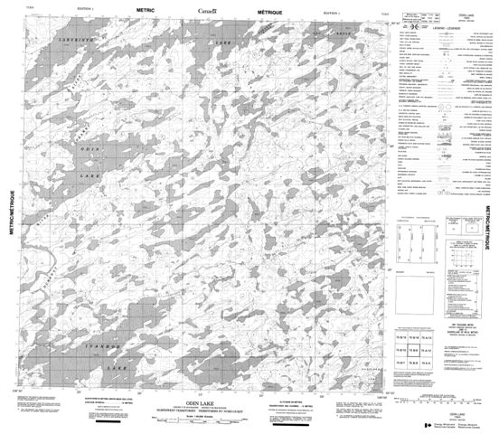 Odin Lake Topographic Paper Map 075B09 at 1:50,000 scale