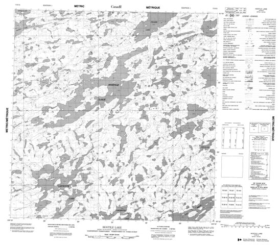 Hostile Lake Topographic Paper Map 075B16 at 1:50,000 scale