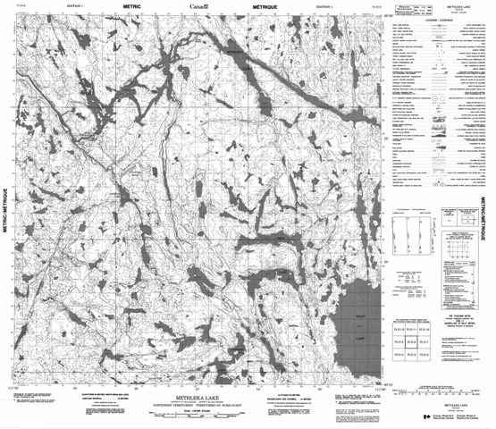 Methleka Lake Topographic Paper Map 075D06 at 1:50,000 scale