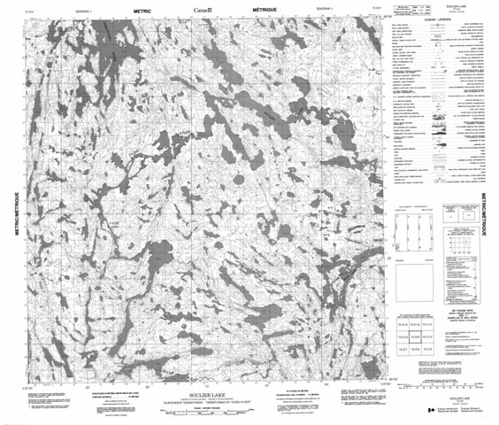 Soulier Lake Topographic Paper Map 075D09 at 1:50,000 scale