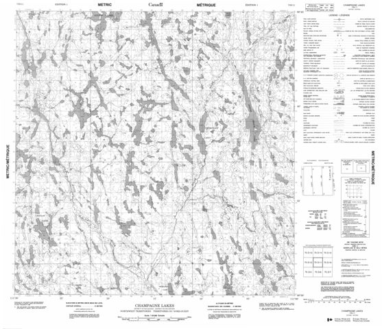 Champagne Lakes Topographic Paper Map 075D11 at 1:50,000 scale