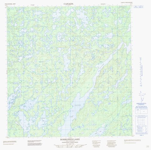 Borrowes Lake Topographic Paper Map 075E09 at 1:50,000 scale