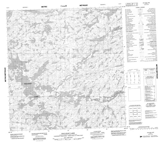 Halliday Lake Topographic Paper Map 075F07 at 1:50,000 scale