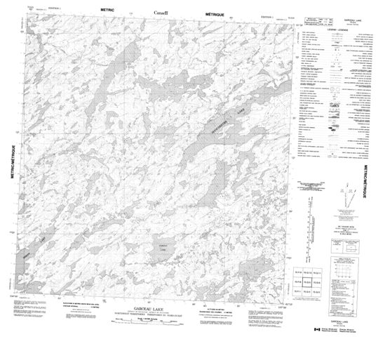 Garceau Lake Topographic Paper Map 075G05 at 1:50,000 scale