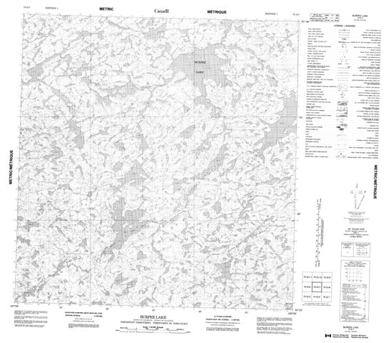 Burpee Lake Topographic Paper Map 075G07 at 1:50,000 scale