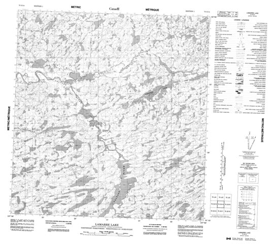 Lamarre Lake Topographic Paper Map 075G14 at 1:50,000 scale