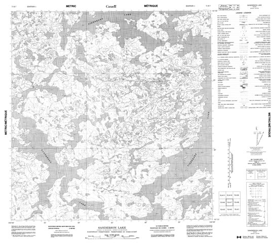 Sanderson Lake Topographic Paper Map 075H07 at 1:50,000 scale