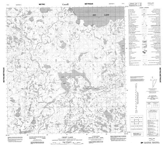 Croft Lake Topographic Paper Map 075I01 at 1:50,000 scale