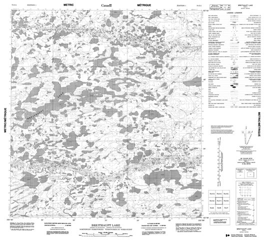 Breithaupt Lake Topographic Paper Map 075I11 at 1:50,000 scale