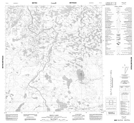 Beck Lake Topographic Paper Map 075I15 at 1:50,000 scale