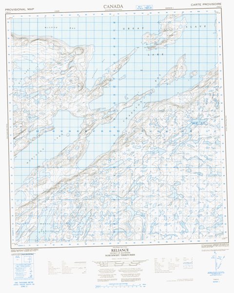Reliance Topographic Paper Map 075K11 at 1:50,000 scale