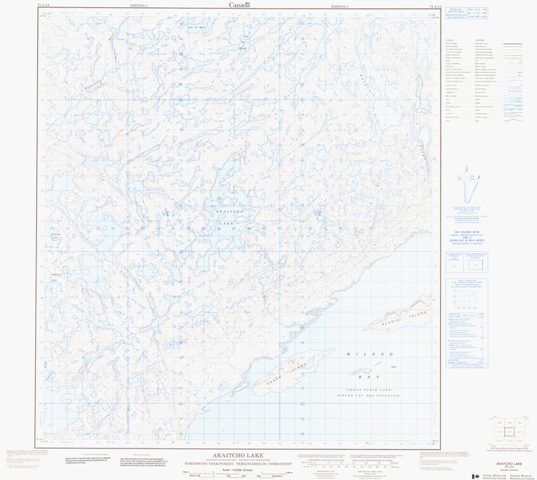 Akaitcho Lake Topographic Paper Map 075L14 at 1:50,000 scale