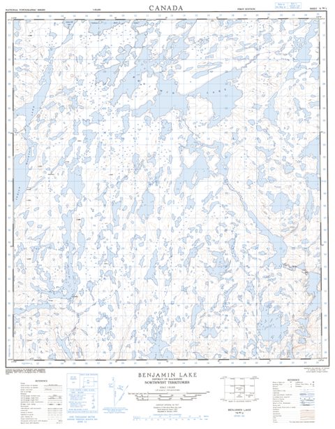 Benjamin Lake Topographic Paper Map 075M02 at 1:50,000 scale