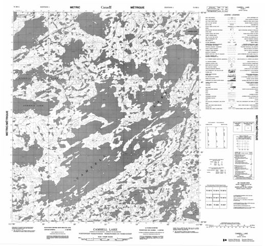 Camsell Lake Topographic Paper Map 075M11 at 1:50,000 scale
