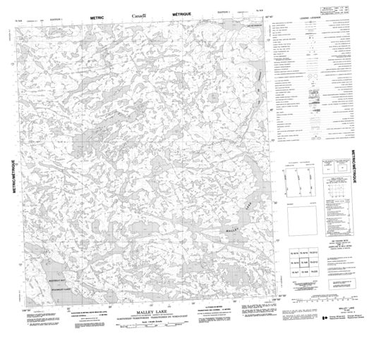 Malley Lake Topographic Paper Map 075N09 at 1:50,000 scale