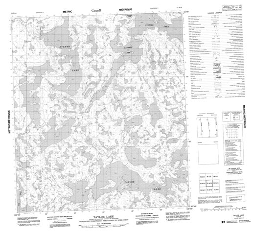 Taylor Lake Topographic Paper Map 075N15 at 1:50,000 scale