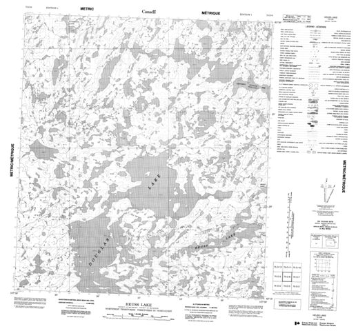 Heuss Lake Topographic Paper Map 075O06 at 1:50,000 scale
