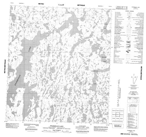 Ptarmigan Lake Topographic Paper Map 075O11 at 1:50,000 scale