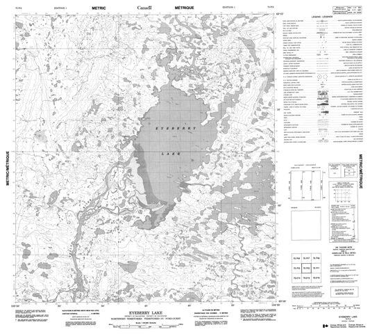 Eyeberry Lake Topographic Paper Map 075P02 at 1:50,000 scale