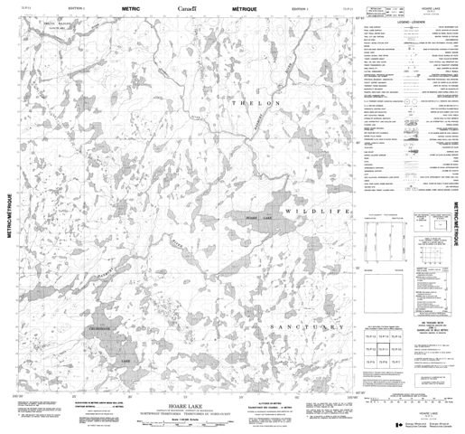 Hoare Lake Topographic Paper Map 075P11 at 1:50,000 scale