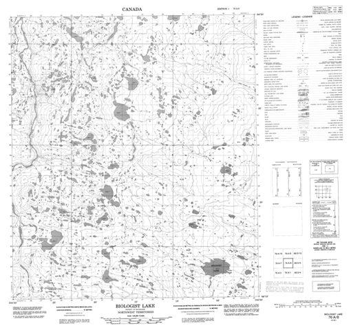 Biologist Lake Topographic Paper Map 076A08 at 1:50,000 scale