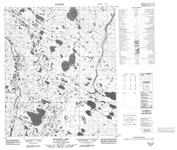 Hunger Lake Topographic Paper Map 076A09 at 1:50,000 scale