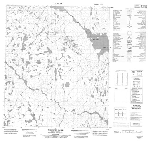 Tourgis Lake Topographic Paper Map 076B09 at 1:50,000 scale