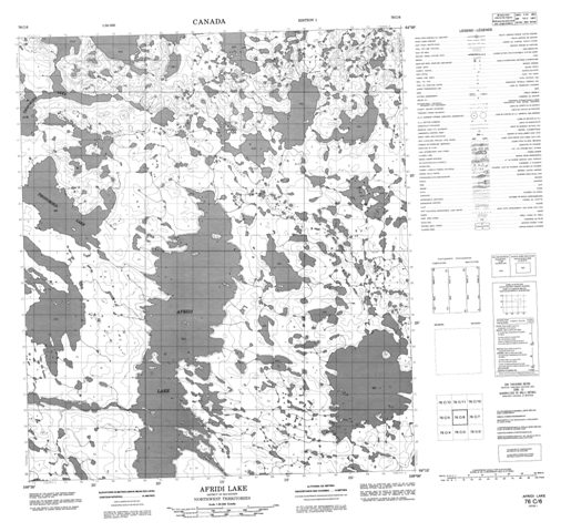 Afridi Lake Topographic Paper Map 076C06 at 1:50,000 scale