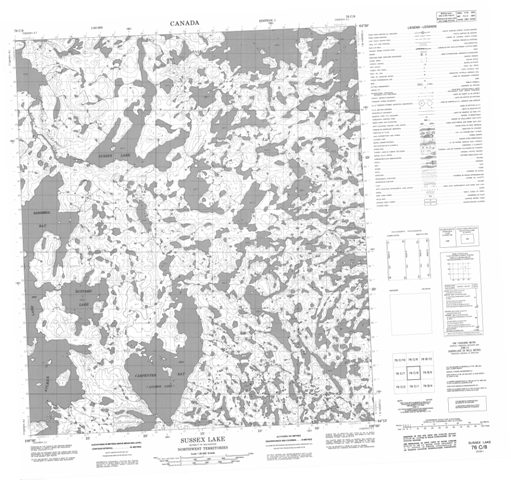 Sussex Lake Topographic Paper Map 076C08 at 1:50,000 scale
