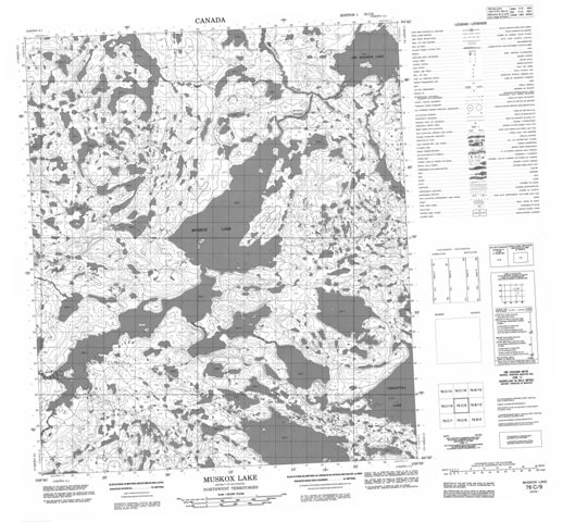 Muskox Lake Topographic Paper Map 076C09 at 1:50,000 scale