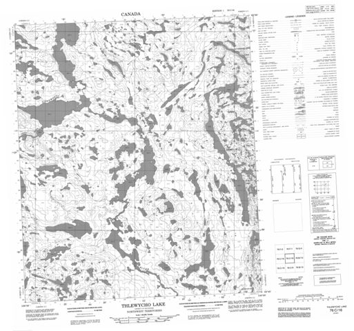Thlewycho Lake Topographic Paper Map 076C16 at 1:50,000 scale