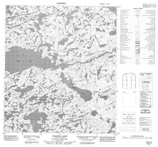 Undine Lake Topographic Paper Map 076D04 at 1:50,000 scale