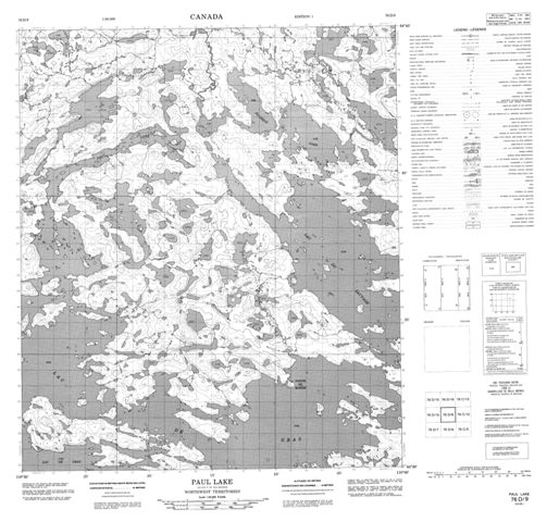 Paul Lake Topographic Paper Map 076D09 at 1:50,000 scale
