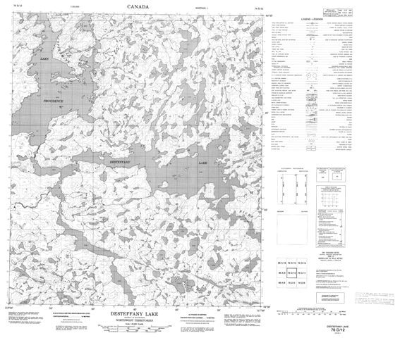 Desteffany Lake Topographic Paper Map 076D12 at 1:50,000 scale