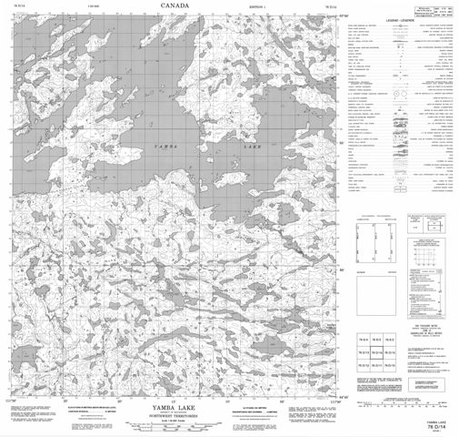 Yamba Lake Topographic Paper Map 076D14 at 1:50,000 scale