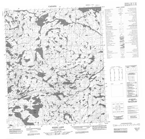 Keish Lake Topographic Paper Map 076F01 at 1:50,000 scale