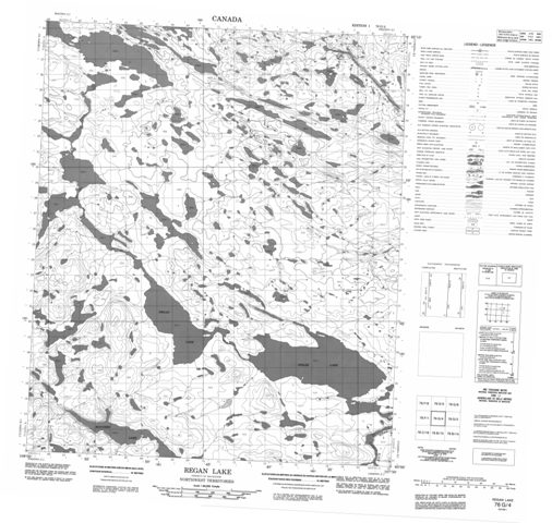 Regan Lake Topographic Paper Map 076G04 at 1:50,000 scale