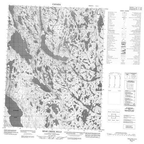 Bear Creek Hills Topographic Paper Map 076J11 at 1:50,000 scale