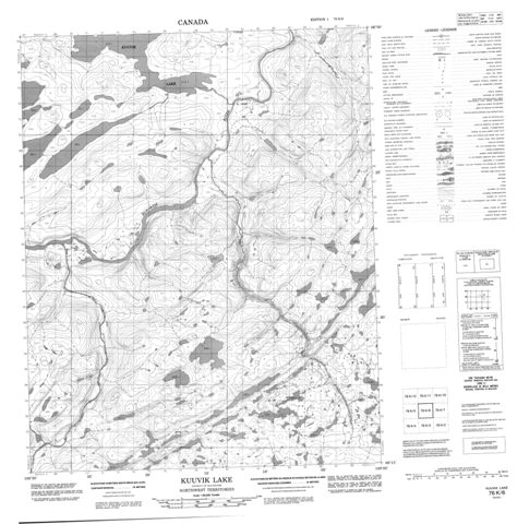 Kuuvik Lake Topographic Paper Map 076K06 at 1:50,000 scale