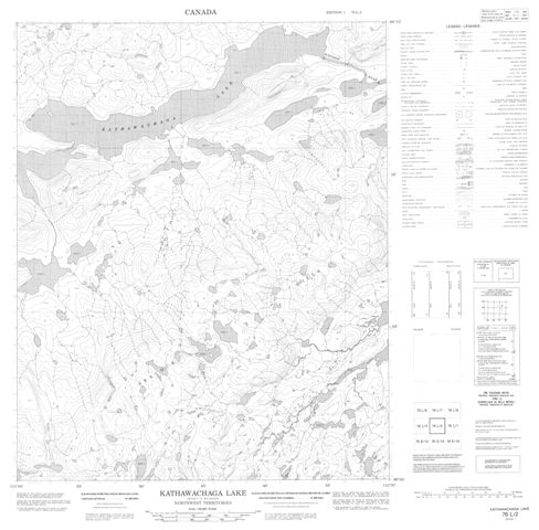Kathawachaga Lake Topographic Paper Map 076L02 at 1:50,000 scale