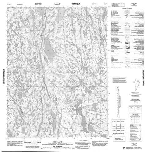 High Lake Topographic Paper Map 076M07 at 1:50,000 scale