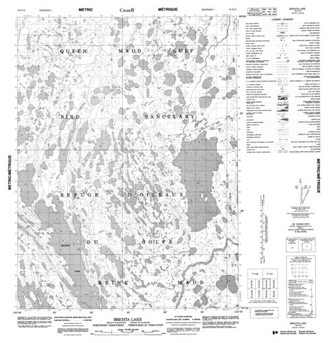 Brichta Lake Topographic Paper Map 076P15 at 1:50,000 scale