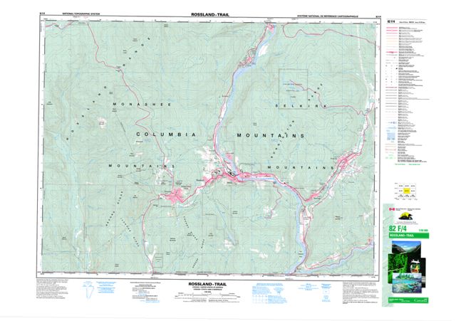 Rossland-Trail Topographic Paper Map 082F04 at 1:50,000 scale