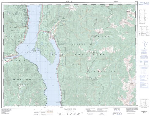 Crawford Bay Topographic Paper Map 082F10 at 1:50,000 scale