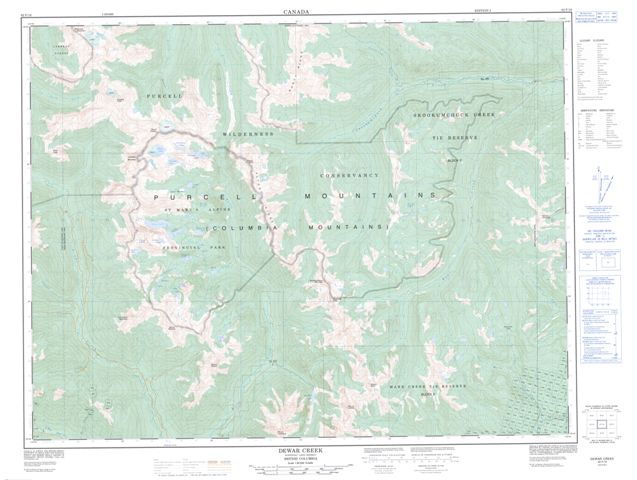 Dewar Creek Topographic Paper Map 082F16 at 1:50,000 scale