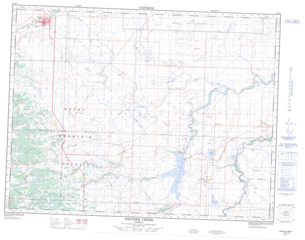 Pincher Creek Topographic Paper Map 082H05 at 1:50,000 scale