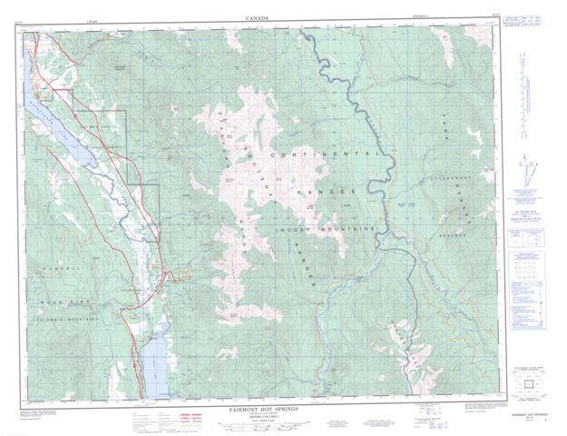 Fairmont Hot Springs Topographic Paper Map 082J05 at 1:50,000 scale